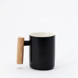 Nordic Wooden Handle Ceramic Porcelain Mug Coffee Cups Literary Water Tea Cup Milk Mug Coffee Cup Drinkware Coffeeware Teaware