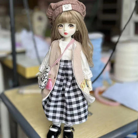 Full Set 1/6 BJD Doll Fashion Suit 30CM Doll with 3 Pair Eyes Blythe Doll Kids Girls Toy Gift ( Open Head)