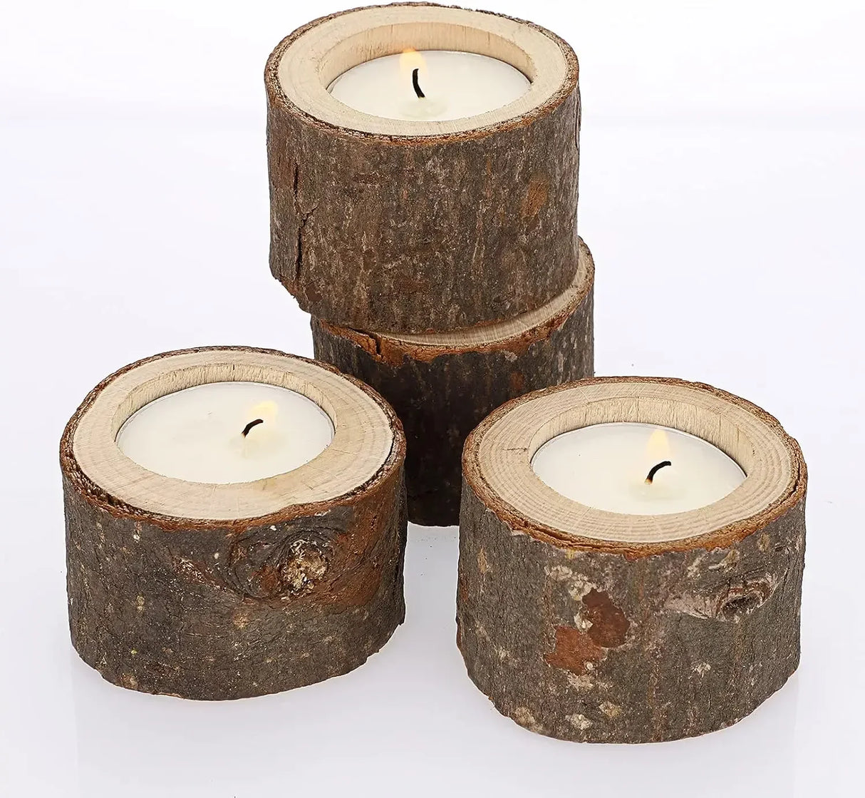 12/24PCS Tea Light Candle Holders Wooden Votive Tealight Holder Rustic for Wedding Baptism Birthday Baby Shower Party Home Decor