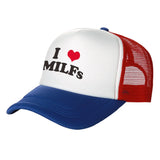 I Love MILFS Trucker Caps Men Funny Humor Hat Baseball Cap Cool Summer Unisex Mesh Net Caps MZ-476