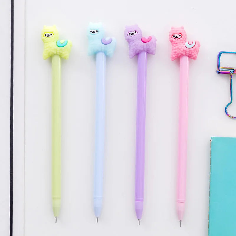 12 pcs/lot Kawaii Alpaca Cartoon Gel Ink Pens School Office Writing Supplies Gift Stationery Cute Pen Kids Prizes Cute Pens