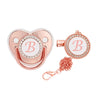 Baby Pacifier Letter Clip Chain Cover Newborn 26 Name Initial Bling Rose Gold Silicone Pacifiers Infant Nipple Dummy Baby Shower