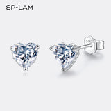 1CT Moissanite Earrings Heart Created Diamond Stone Genuine 925 Silver Women Elegant Luxury Tiny CZ Paved Studs Jewelry Gift