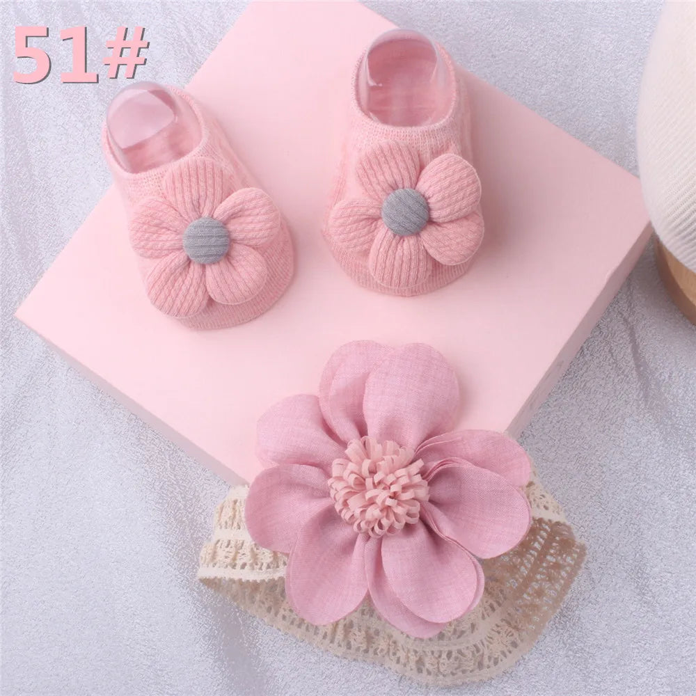 1 Set Cute Gift Bow Flowers Baby Girls Headband Socks Cartoon Animal Bow Newborn Girls Hair Band Kids Headwear Hair Accessories