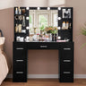 Quimoo Large Vanity Desk with LED Lighted Mirror & Power Outlet,Makeup Vanity Table with 7 Drawers,4 Shelves and 5 Hooks