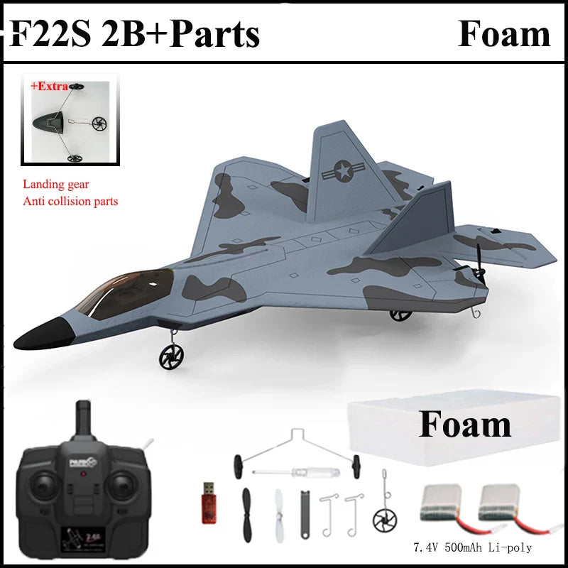 2024 New F22S 2.4G 4CH 3D6G RC Airplane Raptor F22 Warplane WLtoys A180 Upgrade Version LED Light With Gyroscope Out Door Toys