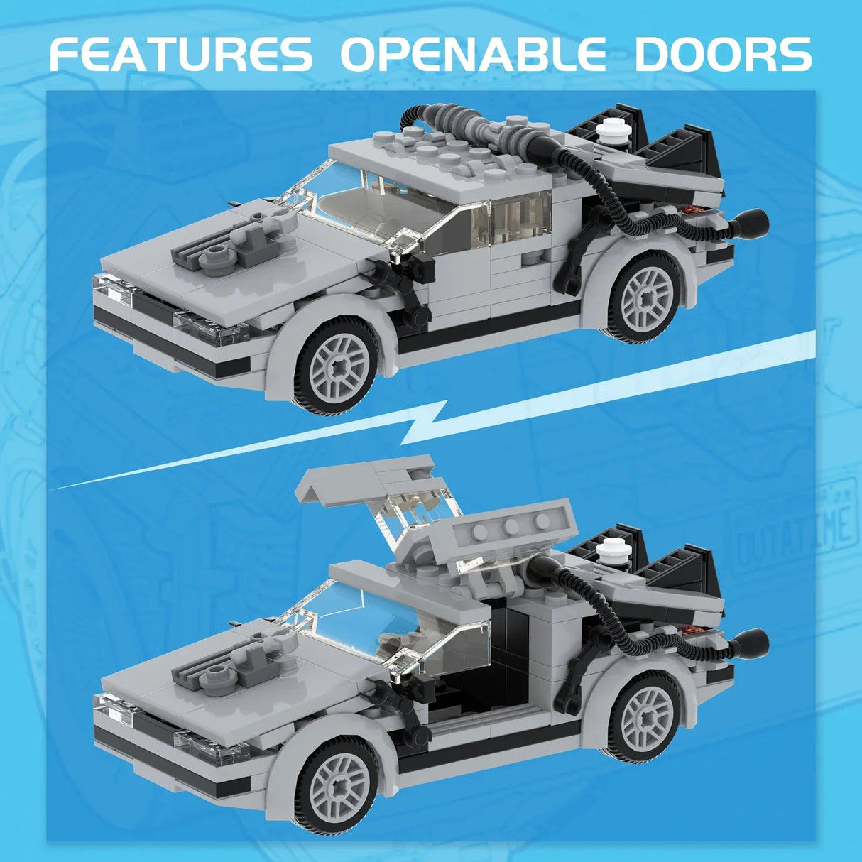 BuildMoc Back to the Future Super Car Building Blocks High-Tech Time Machine Famous Vehicle Series Bricks Toy For Children Gifts