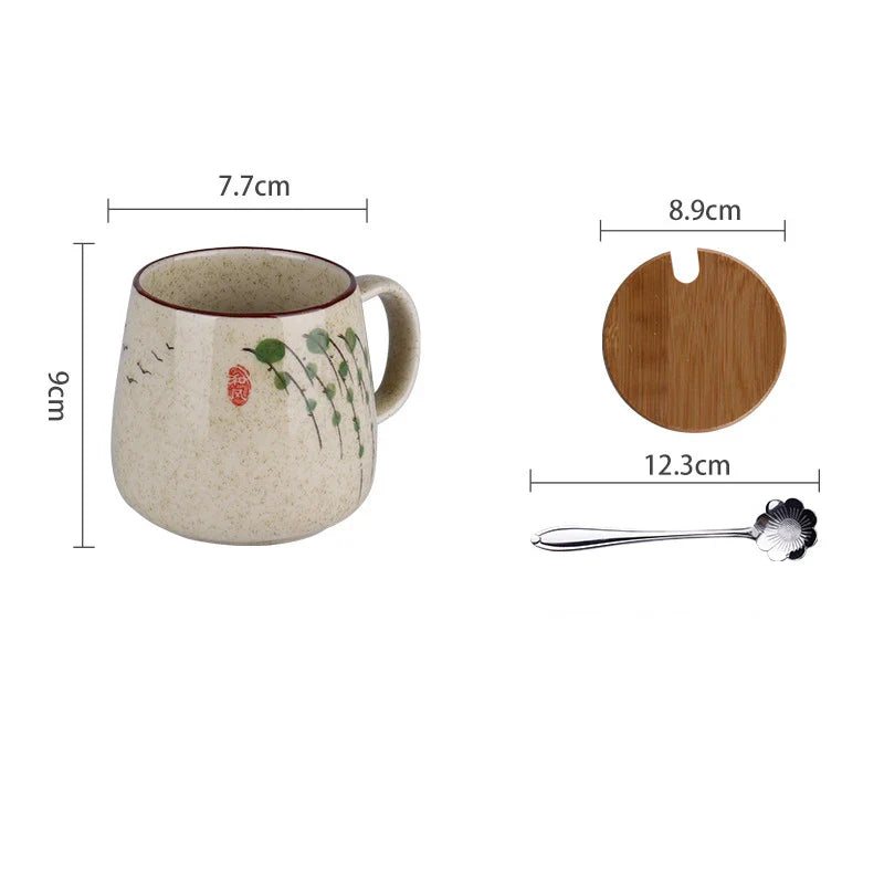 YWDL 380ml Japanese Retro Style Ceramic Coffe Mug Kiln Glaze Milk Breakfast Cups Home Teacup Tumbler Water Mug Gift For Friends