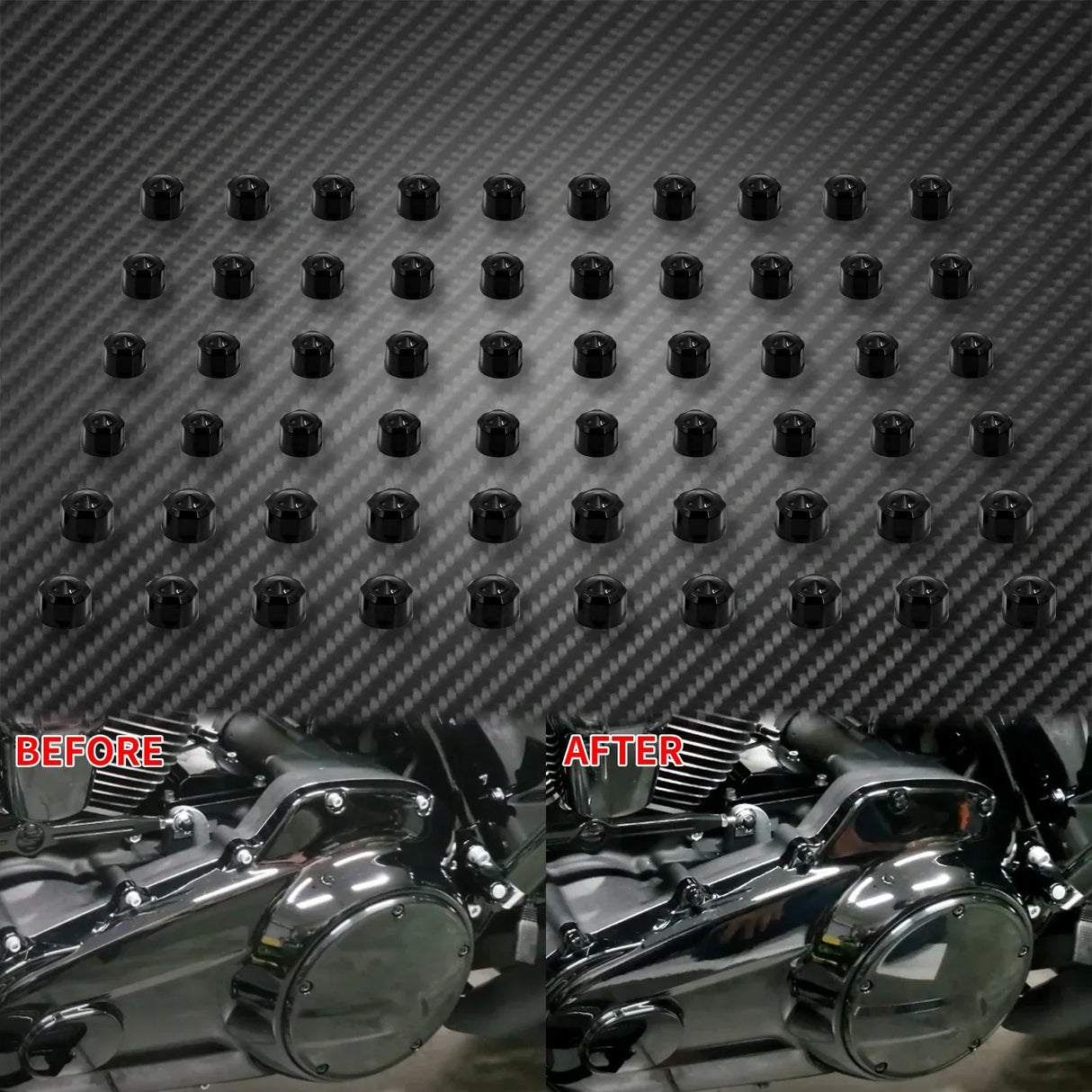 Motorcycle 60PCS Engine Bolt Screw Cap Protection Cover Black/Chrome For Harley Softail 18-21 Touring Road Electra Glide 17-2021