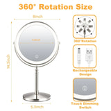 Makeup Mirror With Light Lamp 10x Magnifying Desktop Vanity Mirror Backlit Adjustable Light Standing Cosmetic Mirror