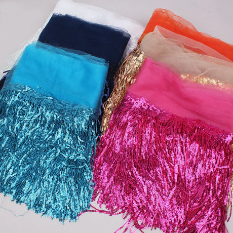 2Yards 30cm DIY Wedding Party Dress Fabric Trims Fringe Tassel Sequins Paillette Lace Ribbon Handmade Sewing Clothes Accessories