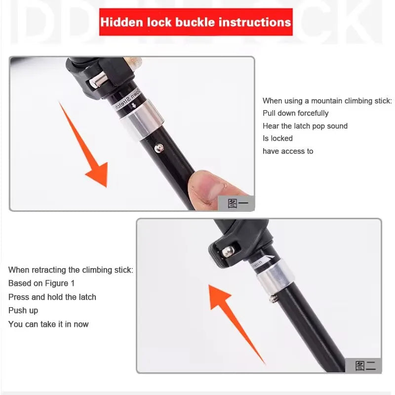 280g Lightweight Aluminum Alloy Trekking Poles Foldable 4-Sections Hiking Sticks Climbing Poles Collapsible Walking Sticks