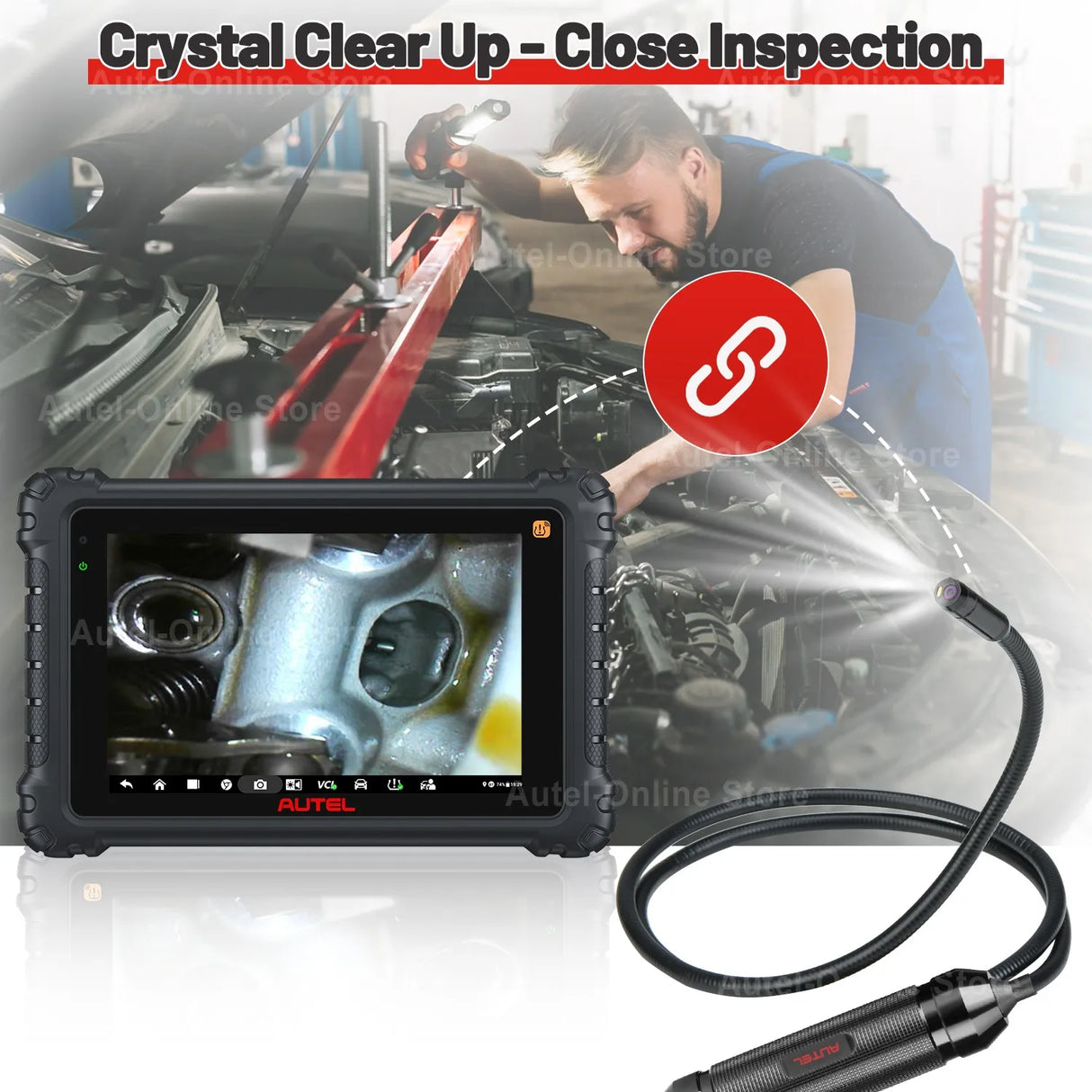 Autel MaxiVideo MV108S Camera MV108S Endoscope Inspection Tool 1920x1080 Resolution 8.5mm/0.33" Digital Inspection Camera