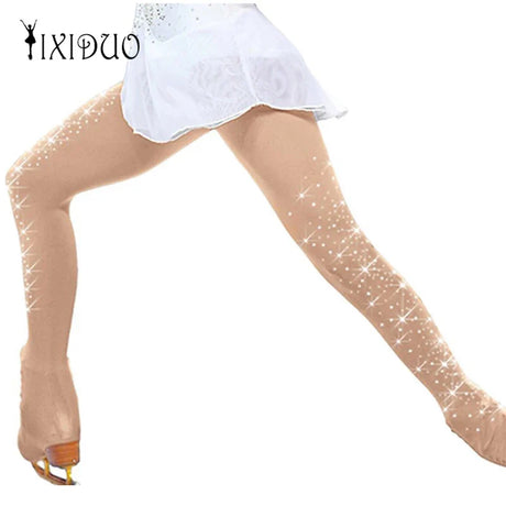 Rhinestone Figure Skating Pants Pantyhose Adult Children Gymnastics Leotard Ice Skating Pant Socks Girls Tights Fitness Leggings