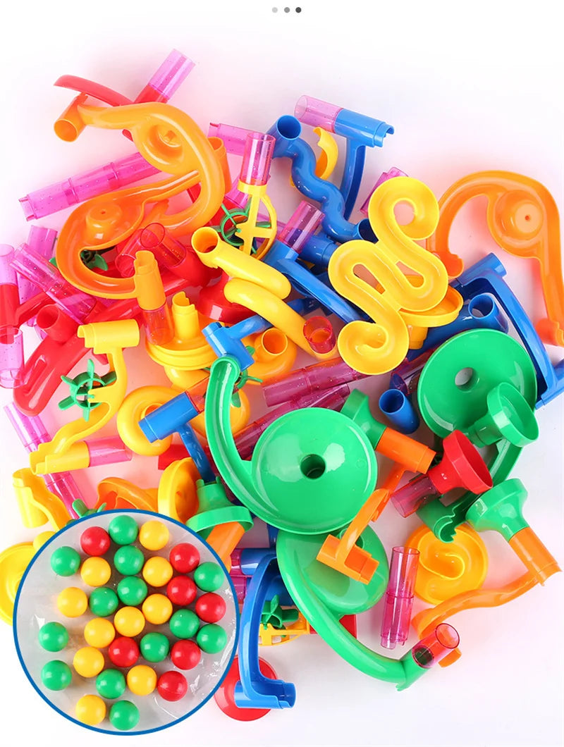 Marble Run Building Block Marbles Slide Toys For Children DIY Creativity Constructor Educational Toy Tubular Block Children Gift