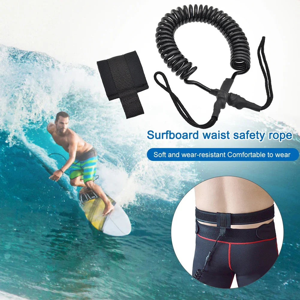 6mm Water Sport Surfboard Leash TPU Spring Rope Wrist Surf Leash Leash Waist Belt for Surfing/Standup Paddle Board/Kayak