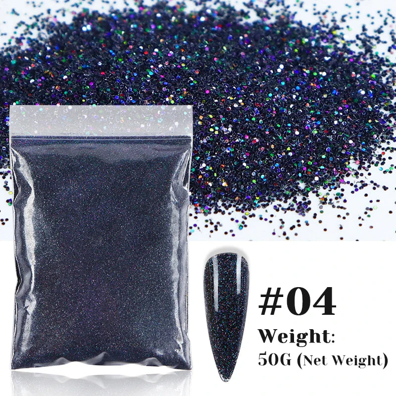 50g Holographic Glitter Powder Resin Art Glitter Laser  Nail Glitter Flakes Hexagon Shape Sparkly Sequins Resin DIY Accessories