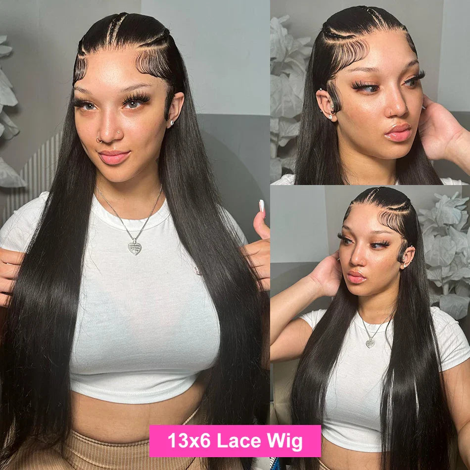 Luvin 30 Inch HD Transparent Straight 13x4 13x6 Lace Front Human Hair Wigs 250% Remy Brazilian 5x5 Closure Wig For Women