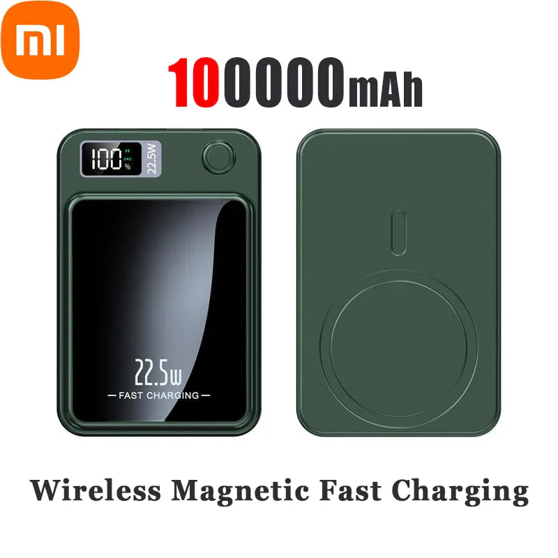 Xiaomi 100000mAh Wireless Magnetic Power Bank Magsafe50000mAh Wireless Fast Charging Thin Portable Waterproof Free Shipping