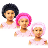 3PCS/LOT Children Elastic Sleepcap Kids Simple Solid Color Satin Bonnets Cute Nightcap Beauty And Hair Care Cap Shower Hat