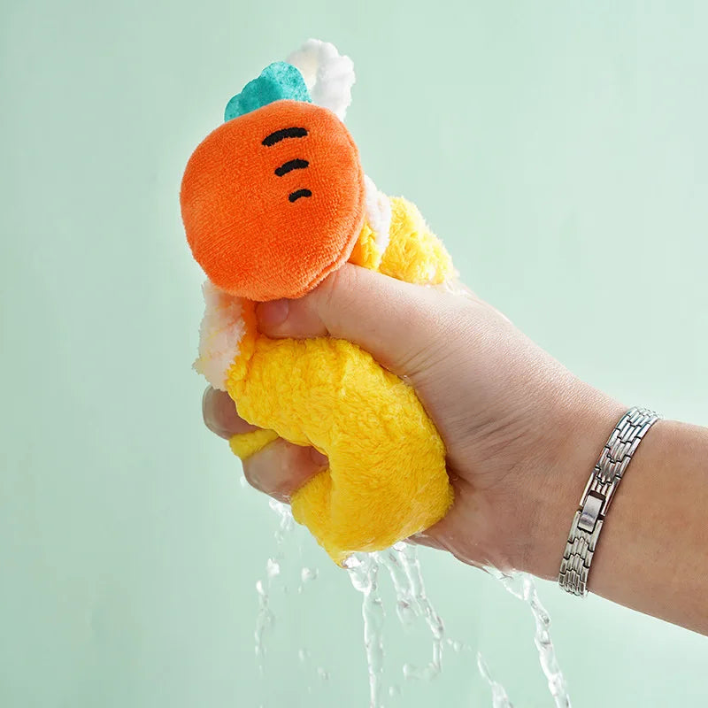 Cute Cartoon Hanging Hand Towels Soft Plush Absorbent Children's Kids Wipes Towel Dry Handkerchief Kitchen Bathroom Wiper Cloths