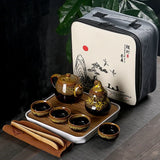 Creative Portable Travel Tea Set With Tea Bag Teeware Teware Coffee Teapot and Cup Set Chinese Pot Coffeeware Teaware Gaiwan Bar