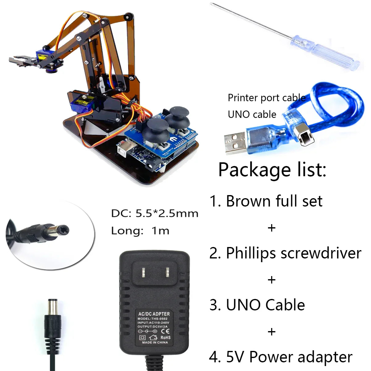 SG90 4 DOF Unassembly Acrylic Mechanical Arm Bracket Robotic Manipulator Claw For Arduino UNO Learning DIY Kit Programmable Toys