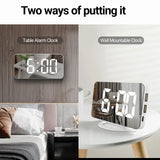 New Digital Alarm Clock 7" Large LED Mirror Electronic Clocks with Touch Snooze Dual USB Charge Desk Wall Modern Clocks Watches