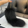 Real Fox Fur Tail Keychain Wolf Tail Fur Tassel Bag Charm Tag Black and Brown Pom Pom Charm Keyring Holder Strap Chain Gifts