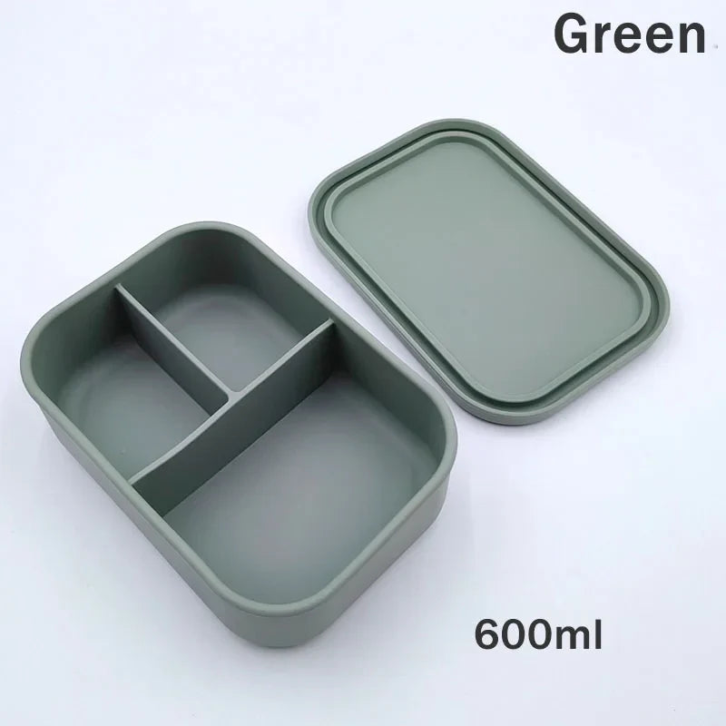 Silicone Bento Lunch Box For Kids  3-compartment Lunch Box Portable Picnic Lunch Box Leakproof Baby Food Container BPA Free