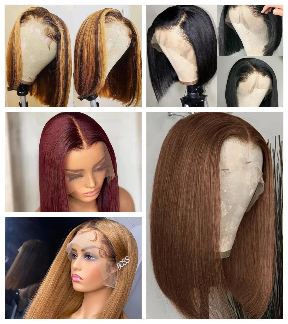 Brown Short Bob Wigs Human Hair 13x4 Hd Lace Frontal Human Hair Wig For Women Burgundy Highlight 99J Straight Lace Front Bob Wig