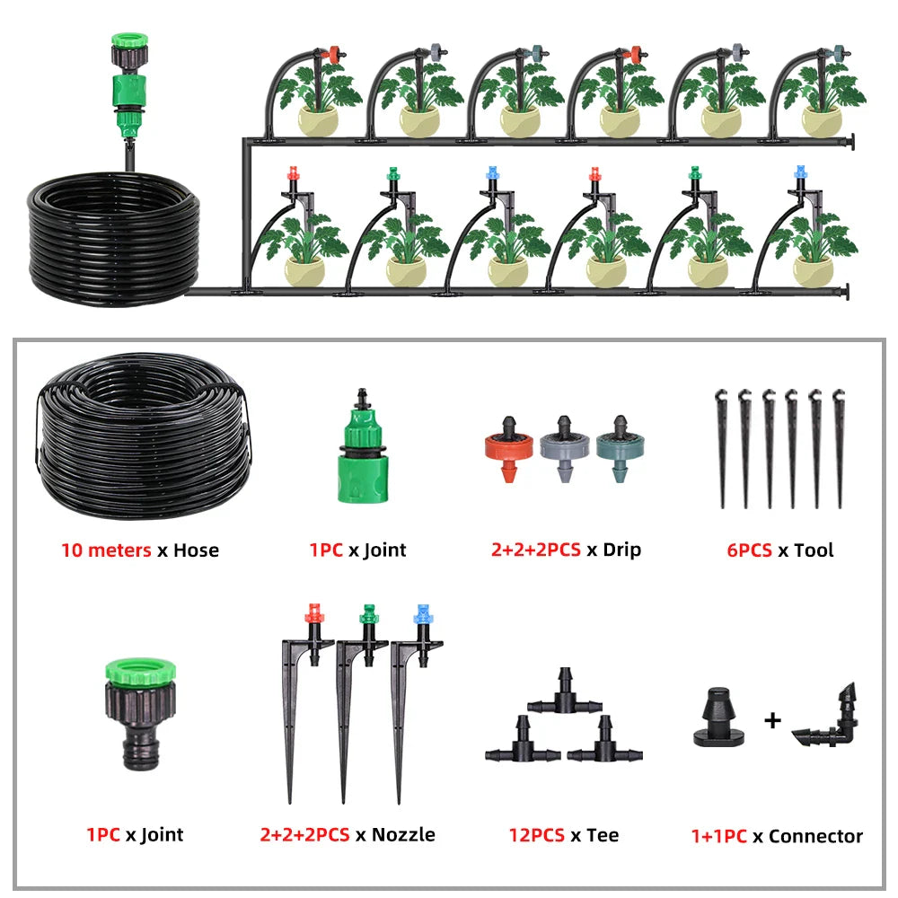 5-50m Garden Watering System 90/180/360 Degree Refraction Nozzle Automatic Irrigation Equipment for Greenhouse Plants Drip