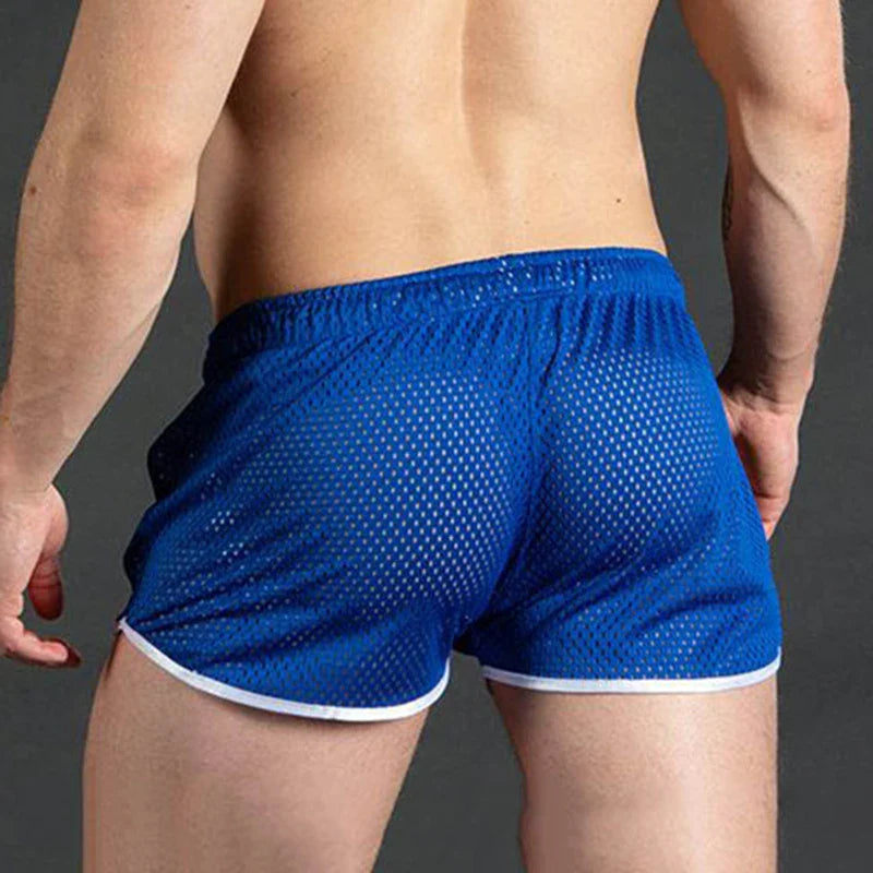 Men Casual Shorts Mesh Sexy Breathable Boxer Shorts Transparent Briefs Bugle Pouch Panties Male See Through Trunk Sexy Pant