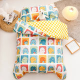 3Pcs Cartoon Cotton Crib Bed Linen Kit Baby Princess Bedding Set Includes Pillowcase Bed Sheet Duvet Cover Without Filler