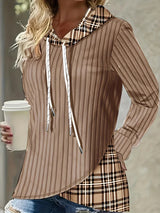 Plus Size Women's Plaid Hoodie Sweatshirt Pullover