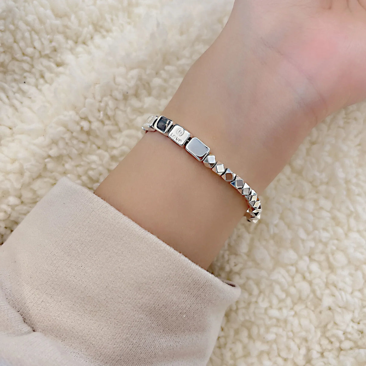 100% Solid 925 Sterling Silver Hiphop Thick Square Bracelet for Women Men Vintage Handmade Hasp Bracelet Birthday Gift S-B451