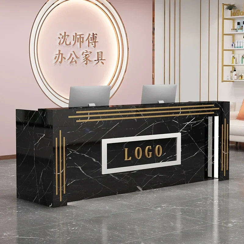 Modern Cash Register Clothing Store Counter Reception Desks Light Luxury Simple Hairdressing Beauty Salon Bar Table with Light