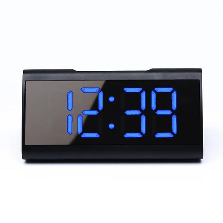 Led Alarm Clock Digital Children Electronic Alarm Clocks Curved Screen Mirror Temperature Clock with Snooze Function Desk Clock