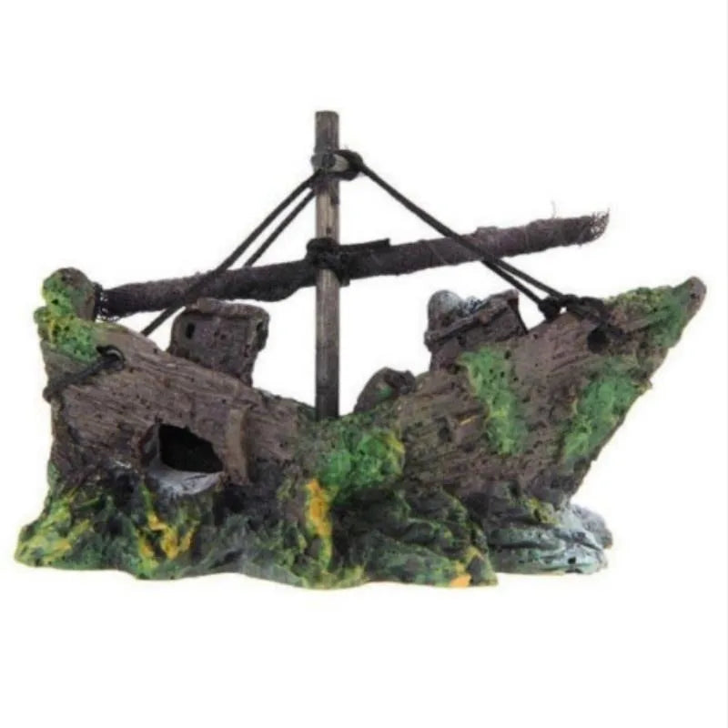 1PC Aquarium Fish Tank Landscape Pirate Ship Wreck Ship Decor Resin Boat Ornament Aquarium Accessories Decoration