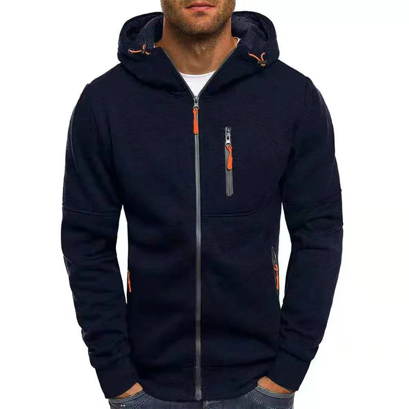 Men's Hoodies Sweatshirts Spring Autumn Casual Solid Zip Up Hoodie Tracksuit Long Sleeve Hooded Sweatshirt M-4XL Hoody Coat Men