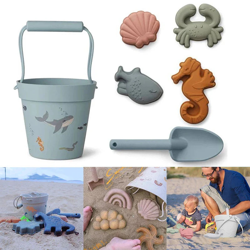 Kids Sand Molde Tools Set Silicone Beach Toys Summer Water Play Baby Funny Game Cute Animal Mold Soft Swimming Bath Toy Children