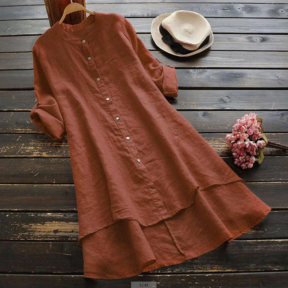 Oversized Cotton Linen Dress for Women Summer Plus Size Blouse Skirt Vestidos Large Size Female Clothing Solid Loose Long Dress