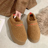 New Warm Fur Ankle Boots Women Flats Platform Slippers Plush Flip Flops Winter Cotton Shoes for Women Brand Design Snow Botas