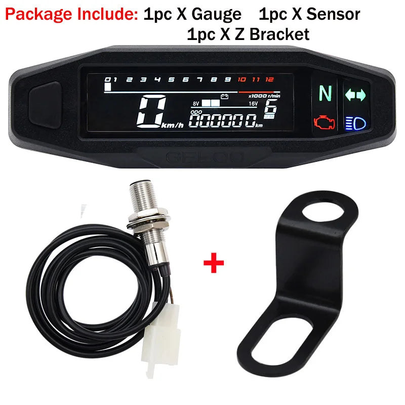 2021 New Universal Moto RPM Tachometer Speedometer Speed Gauge Tacho Meter Digital Odometer Instrument Sensor Set For Motorcycle