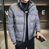 Men Short Lightweight Down Jacket Winter Warm Down Coat Korean Loose White Duck Down Big Pockets Zipper Long Sleeve Outerwear