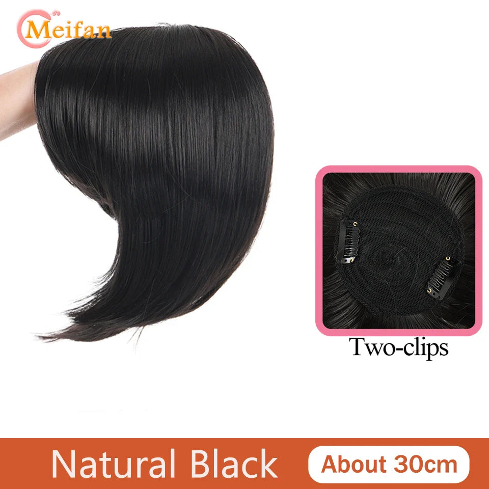 MEIFAN Synthetic False Bangs Clip-In Bangs Extension Natural Neat Fake Fringe Topper Hairpiece Invisible Clourse Hairpieces