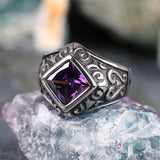 Newest 2024 Men's Purple CZ Zircon Fashion Wedding Band Stone Ring Stainless Steel Rings Jewelry for Man Factory Wholesale