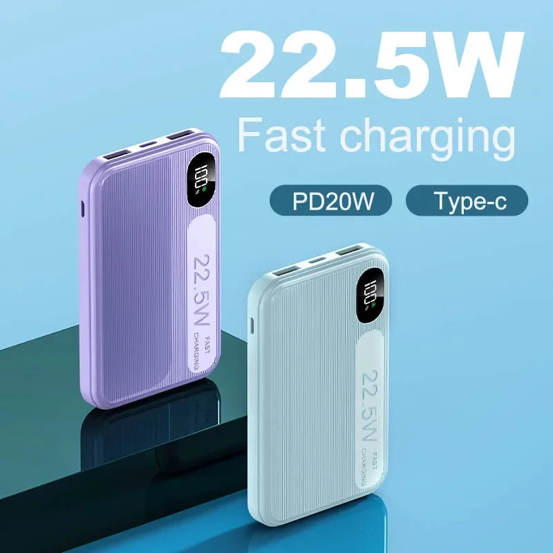 10000mAh Phone Power Bank 22.5W Lightweight Mini Power Bank Portable Super Fast Charging Powerbanks for Mobile Phones