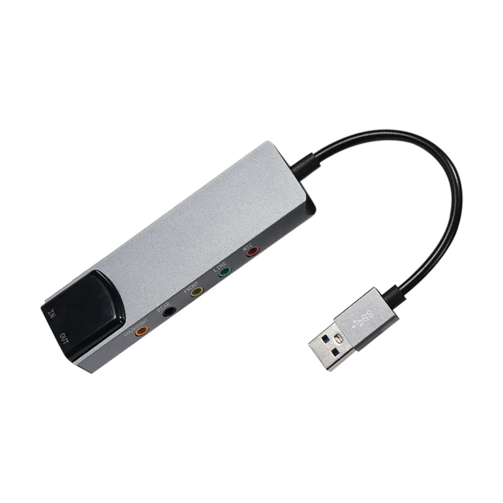 Aluminium Alloy USB Sound Card 6 Channel Professional 5.1 Optical External Audio Card Converter CM6206 Chipset for Laptop PC