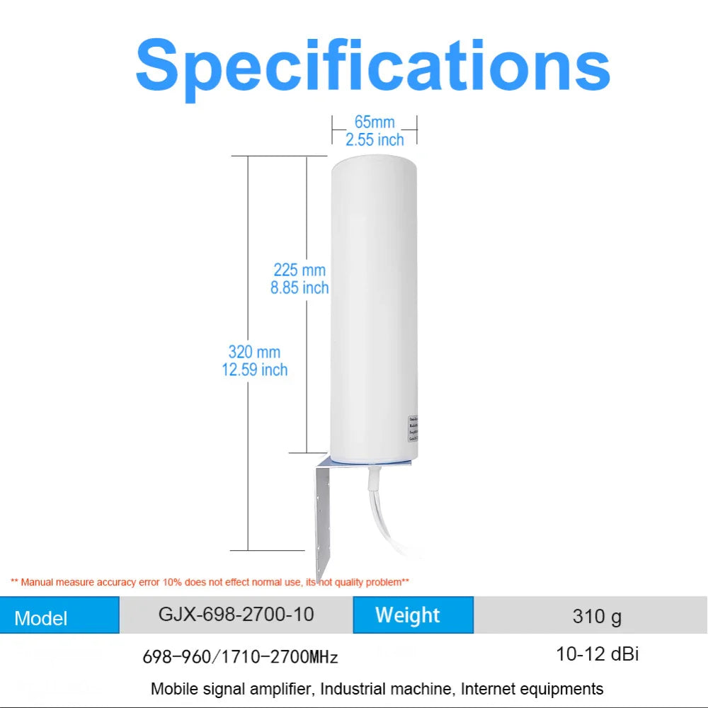 3G 4G LTE Omni Directional Outdoor Antenna Long Range 360° All-Band Reception for Mobile Phone Signal Booster Repeater Accessory